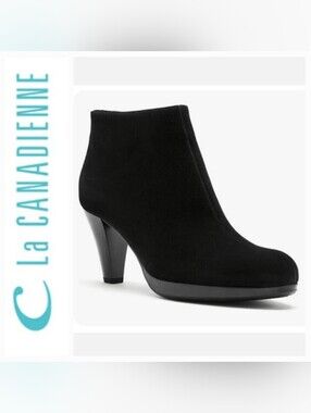La Canadienne Black Waterproof Suede Oliver Booties Sz 7½